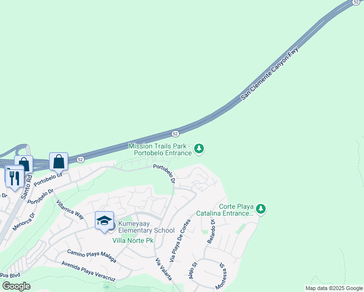 map of restaurants, bars, coffee shops, grocery stores, and more near 11182 1/2 Portobelo Drive in San Diego