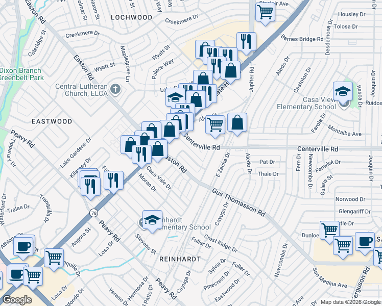 map of restaurants, bars, coffee shops, grocery stores, and more near 1311 Rio Hondo Drive in Dallas