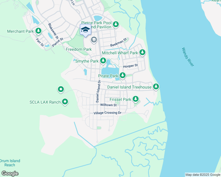 map of restaurants, bars, coffee shops, grocery stores, and more near 1458 Wando Landing Street in Charleston