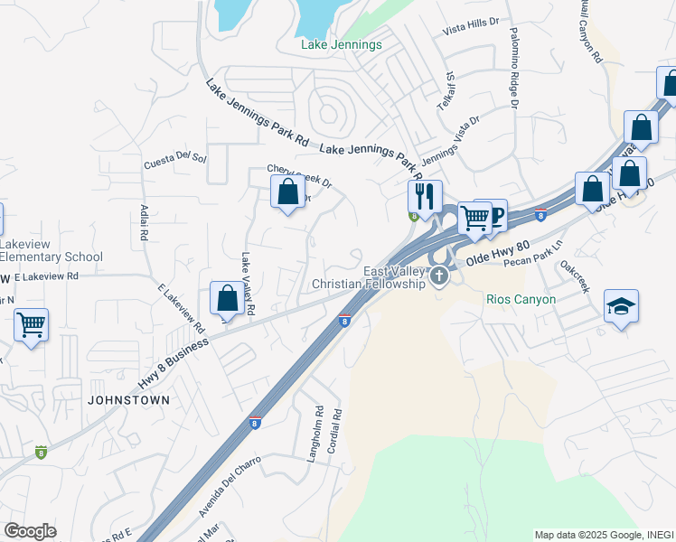 map of restaurants, bars, coffee shops, grocery stores, and more near 13890 Pinkard Way in El Cajon