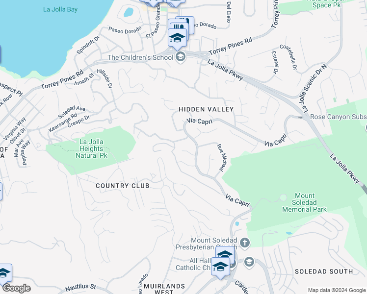 map of restaurants, bars, coffee shops, grocery stores, and more near 2328 Rue De Anne in San Diego