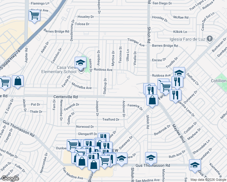 map of restaurants, bars, coffee shops, grocery stores, and more near 2509 Montalba Avenue in Dallas