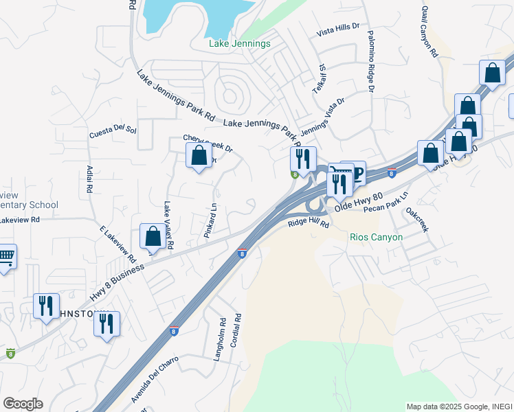 map of restaurants, bars, coffee shops, grocery stores, and more near 13891 Pinkard Way in El Cajon