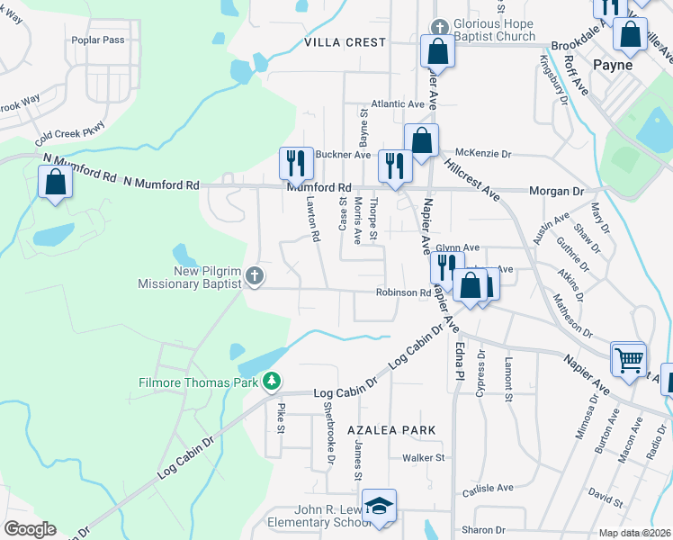 map of restaurants, bars, coffee shops, grocery stores, and more near 3859 Carter Avenue in Macon