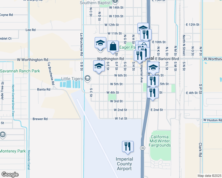 map of restaurants, bars, coffee shops, grocery stores, and more near in Imperial