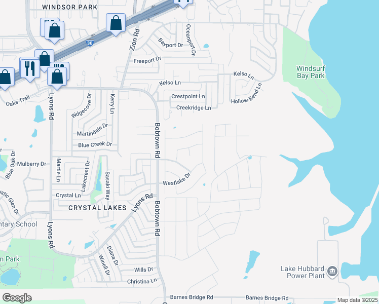 map of restaurants, bars, coffee shops, grocery stores, and more near 5001 Island CT in Garland