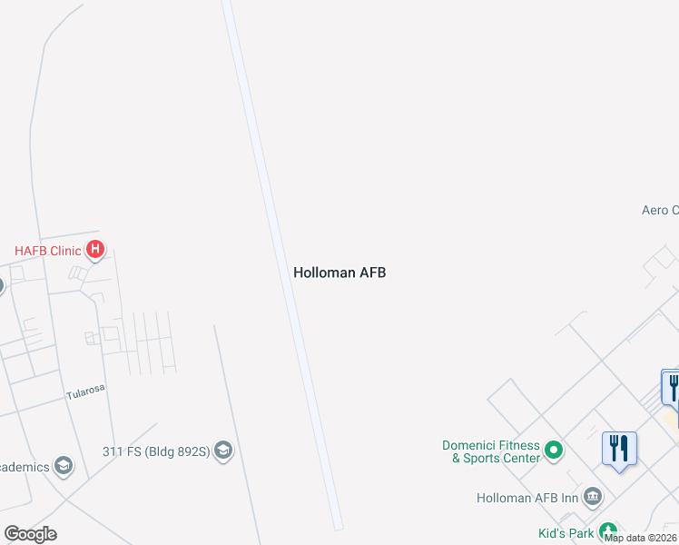 map of restaurants, bars, coffee shops, grocery stores, and more near in Holloman Air Force Base
