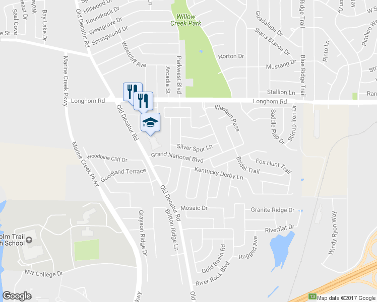 map of restaurants, bars, coffee shops, grocery stores, and more near 1060 Grand National Boulevard in Fort Worth