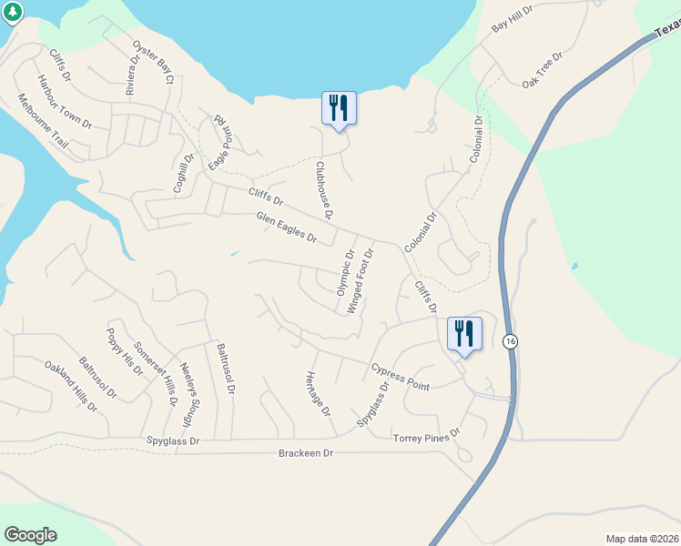 map of restaurants, bars, coffee shops, grocery stores, and more near 30 Crooked Stick Drive in Graford