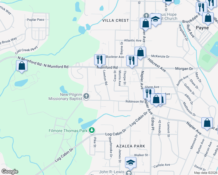 map of restaurants, bars, coffee shops, grocery stores, and more near 3859 Carter Street in Macon