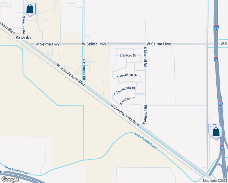 map of restaurants, bars, coffee shops, grocery stores, and more near 1990 East Wetleaf Place in Casa Grande