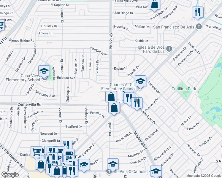 map of restaurants, bars, coffee shops, grocery stores, and more near in Dallas