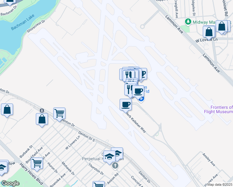 map of restaurants, bars, coffee shops, grocery stores, and more near in Dallas