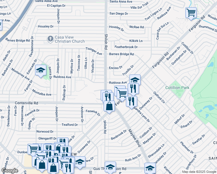 map of restaurants, bars, coffee shops, grocery stores, and more near in Dallas