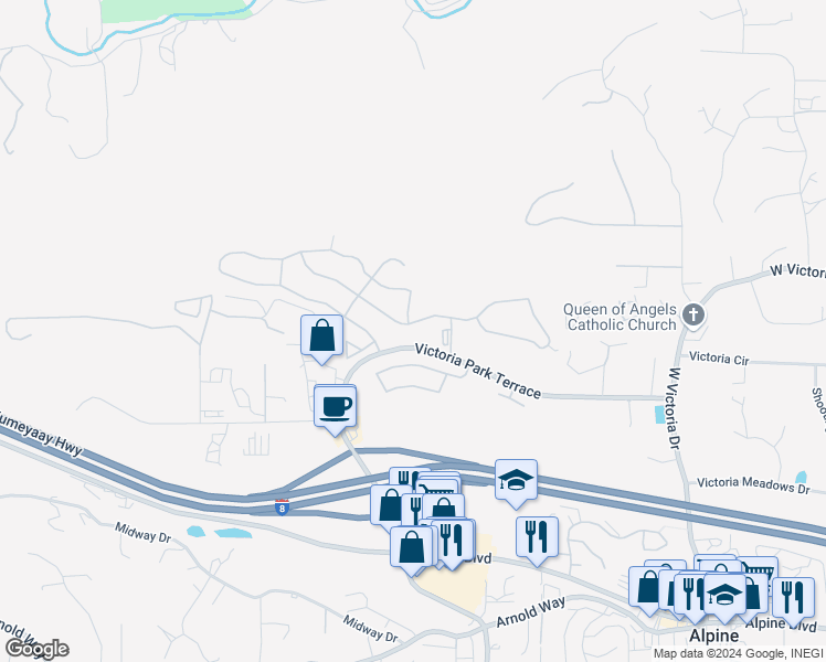 map of restaurants, bars, coffee shops, grocery stores, and more near 2501 Columbine Road in Alpine