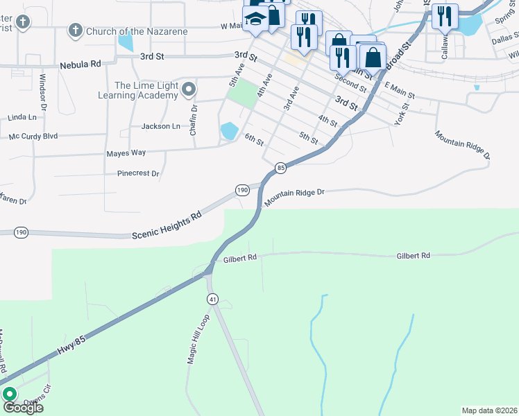 map of restaurants, bars, coffee shops, grocery stores, and more near 7800 Scenic Heights in Manchester