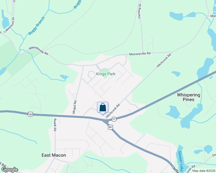 map of restaurants, bars, coffee shops, grocery stores, and more near 3295 Lancing Lane in Macon