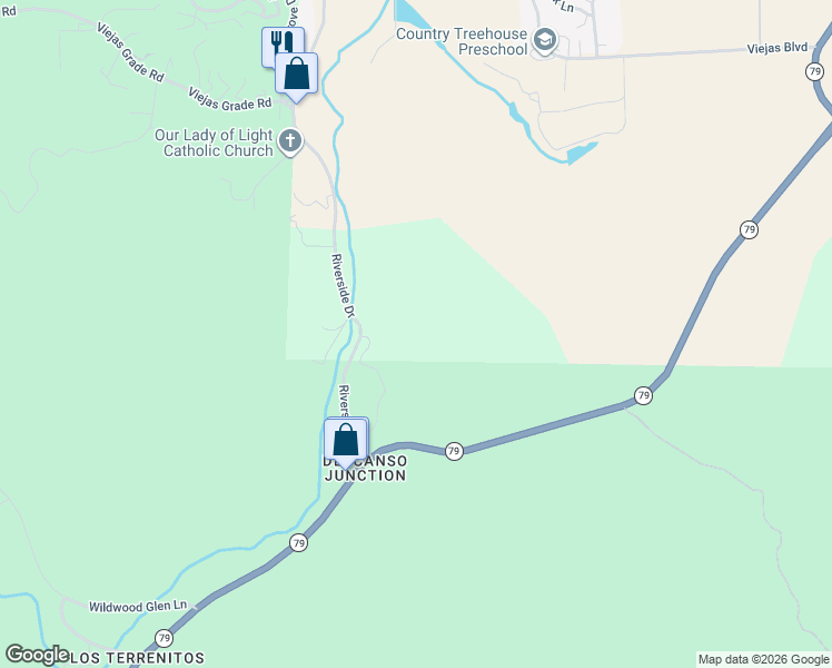 map of restaurants, bars, coffee shops, grocery stores, and more near 8761 Riverside Drive in Descanso