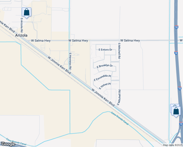 map of restaurants, bars, coffee shops, grocery stores, and more near 1990 East Wetleaf Place in Casa Grande