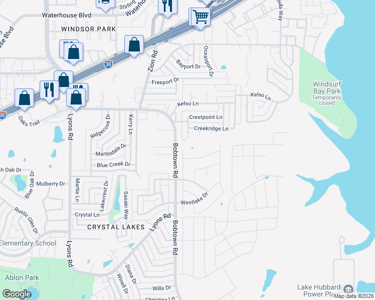 map of restaurants, bars, coffee shops, grocery stores, and more near 4902 Hidden Creek Road in Garland