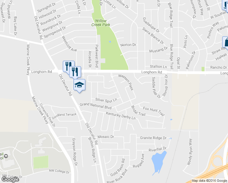map of restaurants, bars, coffee shops, grocery stores, and more near 1008 Triple Crown Drive in Fort Worth