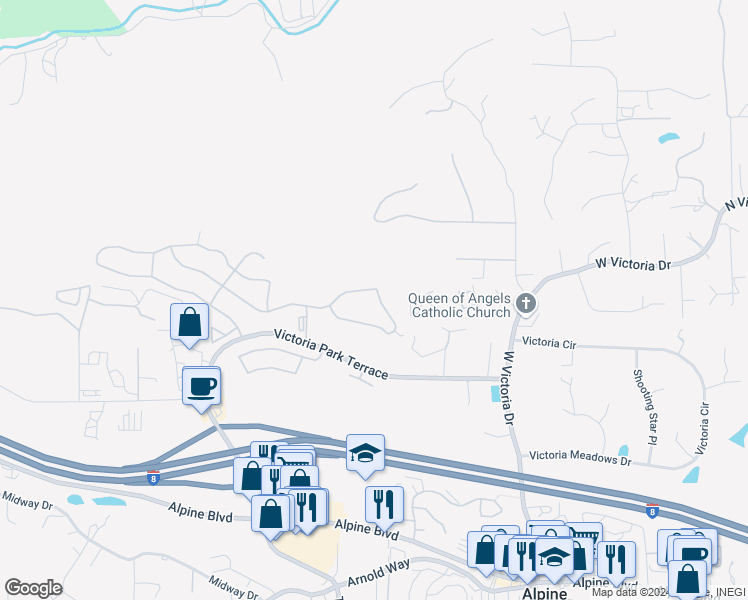 map of restaurants, bars, coffee shops, grocery stores, and more near 2794 Lobelia Road in Alpine