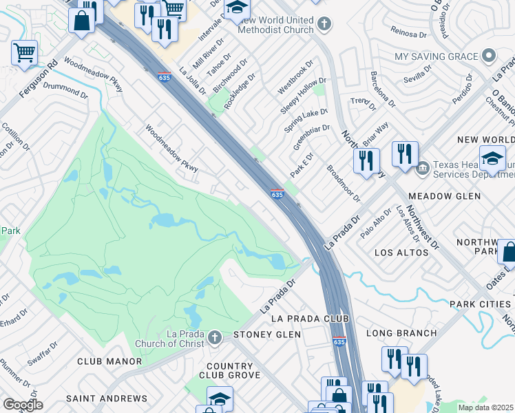 map of restaurants, bars, coffee shops, grocery stores, and more near in Dallas