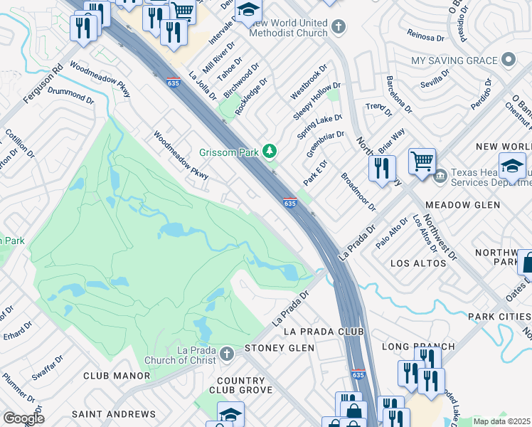 map of restaurants, bars, coffee shops, grocery stores, and more near in Dallas