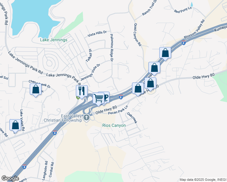 map of restaurants, bars, coffee shops, grocery stores, and more near 9149 Attisha Way in Lakeside
