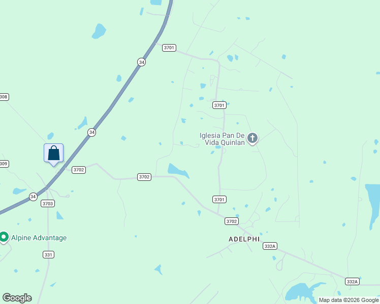 map of restaurants, bars, coffee shops, grocery stores, and more near 10729 Newell Creek Drive in Quinlan