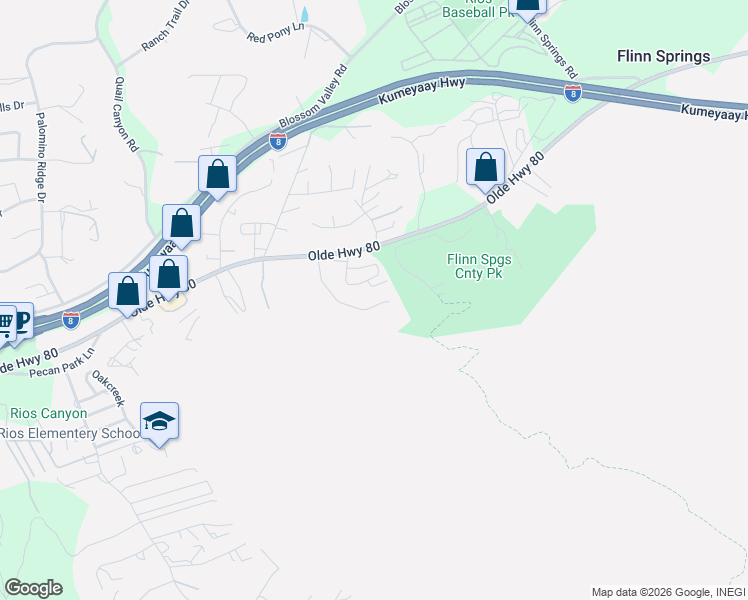 map of restaurants, bars, coffee shops, grocery stores, and more near 9143 Soldin Lane in El Cajon
