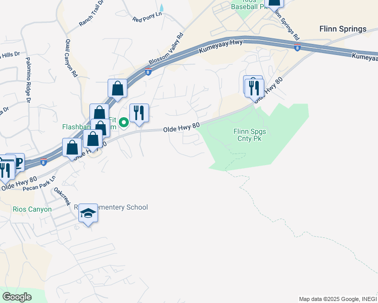 map of restaurants, bars, coffee shops, grocery stores, and more near 9175 Soldin Lane in El Cajon