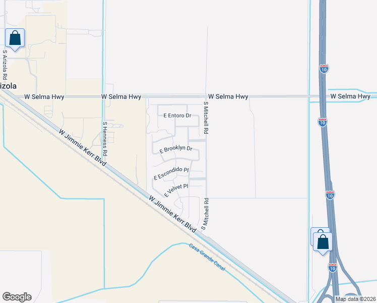 map of restaurants, bars, coffee shops, grocery stores, and more near 2056 East Brooklyn Drive in Casa Grande