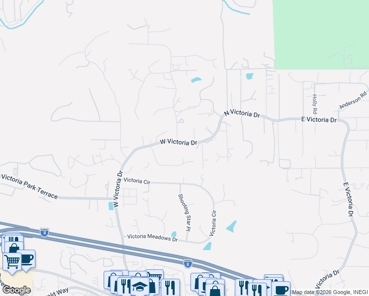 map of restaurants, bars, coffee shops, grocery stores, and more near 2758 West Victoria Drive in Alpine