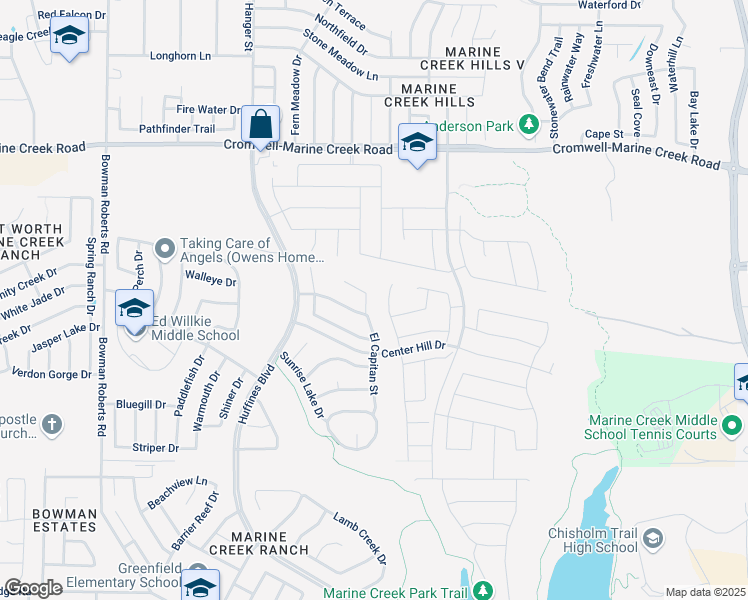 map of restaurants, bars, coffee shops, grocery stores, and more near 6149 Gibbons Creek Street in Fort Worth