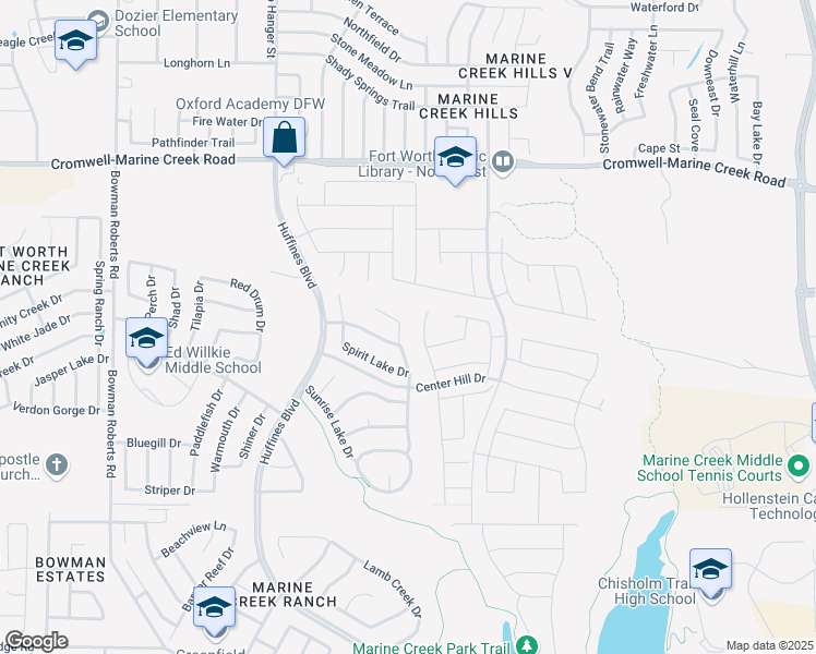 map of restaurants, bars, coffee shops, grocery stores, and more near 6252 El Capitan Street in Fort Worth