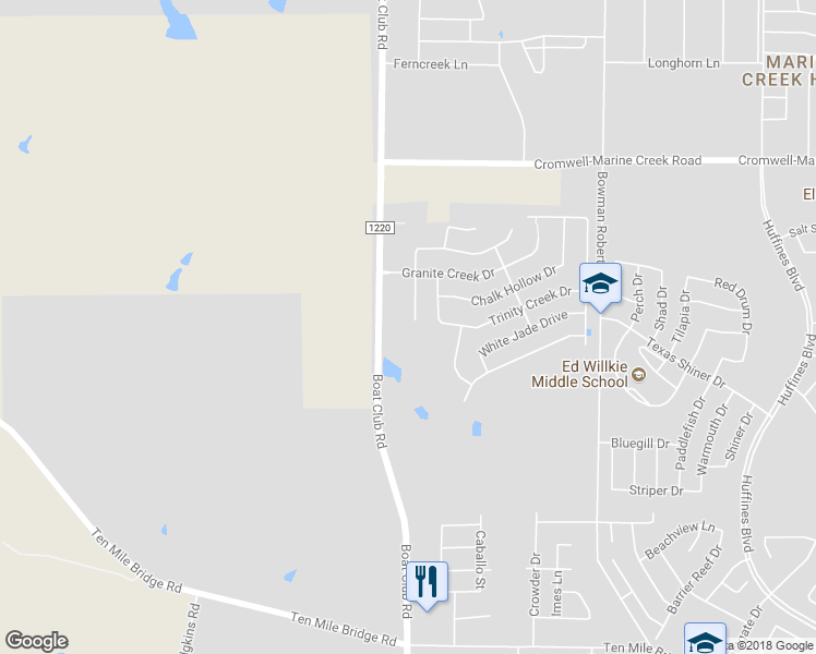 map of restaurants, bars, coffee shops, grocery stores, and more near 6205 Stone Lake Drive in Fort Worth