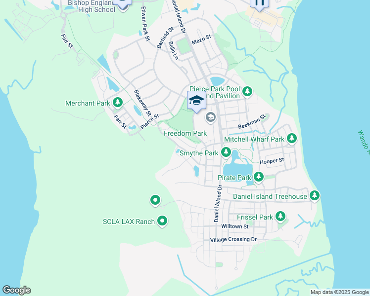 map of restaurants, bars, coffee shops, grocery stores, and more near 1200 Blakeway Street in Charleston