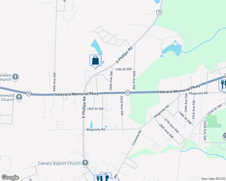 map of restaurants, bars, coffee shops, grocery stores, and more near 3234 Veterans Memorial Parkway in Lanett