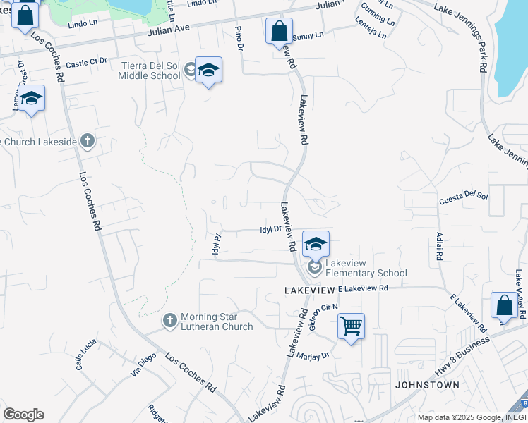 map of restaurants, bars, coffee shops, grocery stores, and more near 13259 Saddle Ridge Road in Lakeside