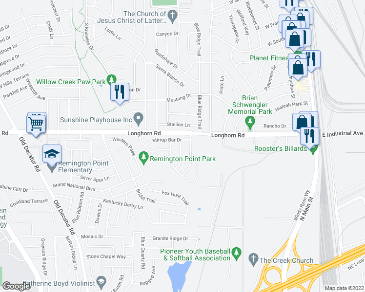 map of restaurants, bars, coffee shops, grocery stores, and more near 6052 Horn Cap Drive in Fort Worth