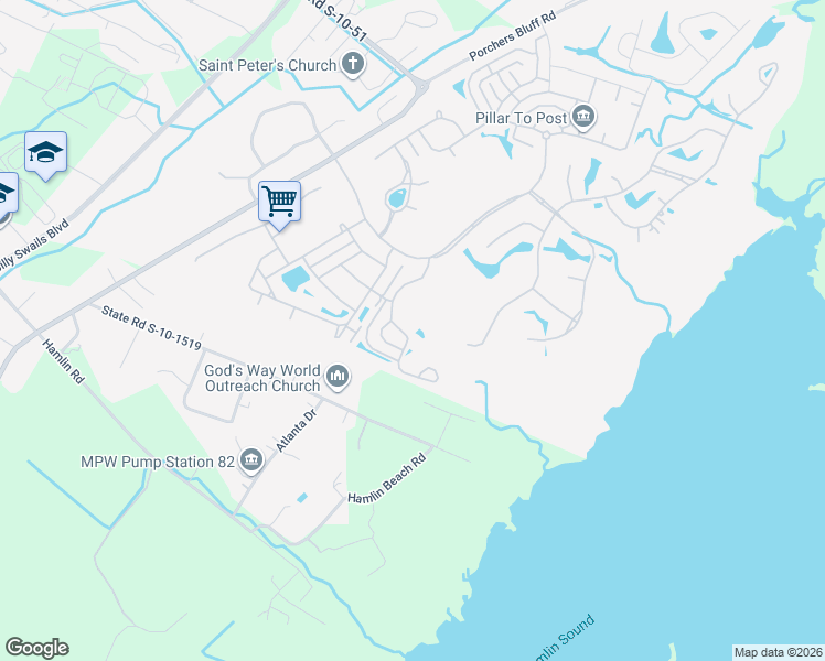map of restaurants, bars, coffee shops, grocery stores, and more near 2028 Amenity Park Drive in Mount Pleasant