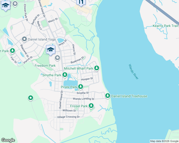 map of restaurants, bars, coffee shops, grocery stores, and more near 1735 Sandy Soil Lane in Charleston