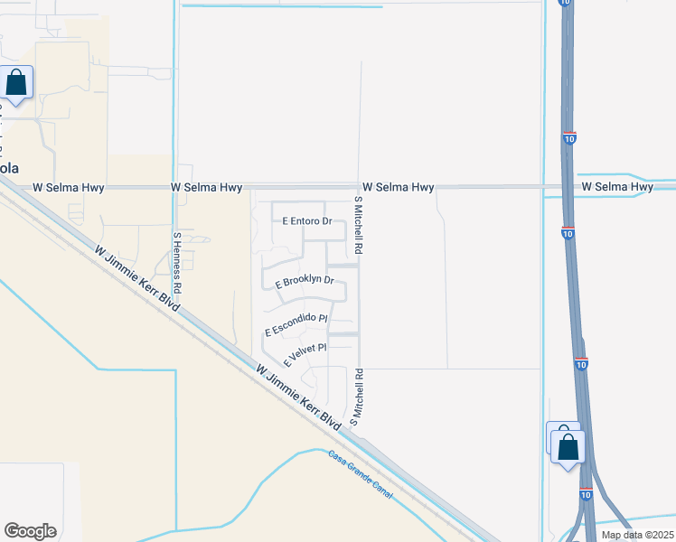 map of restaurants, bars, coffee shops, grocery stores, and more near 2086 East Brooklyn Drive in Casa Grande