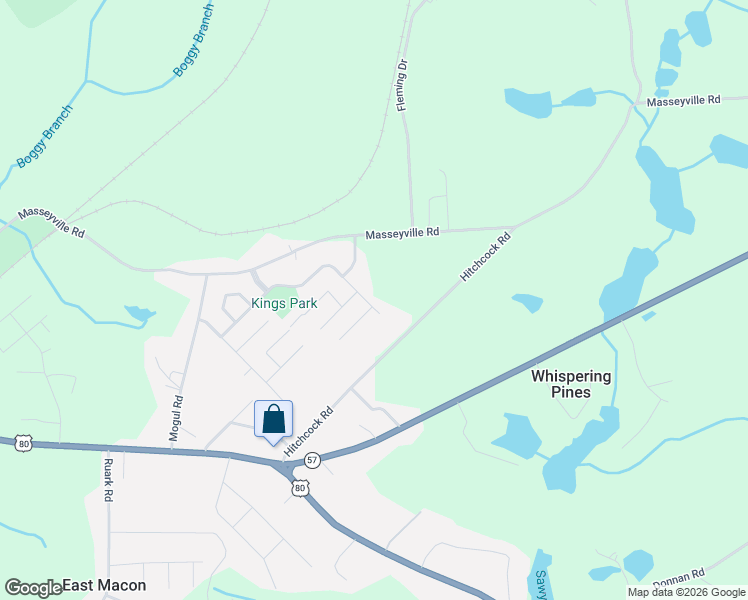 map of restaurants, bars, coffee shops, grocery stores, and more near 3635 Kings Park Circle in Macon