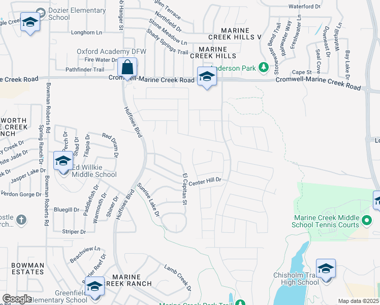 map of restaurants, bars, coffee shops, grocery stores, and more near 6149 Gibbons Creek Street in Fort Worth
