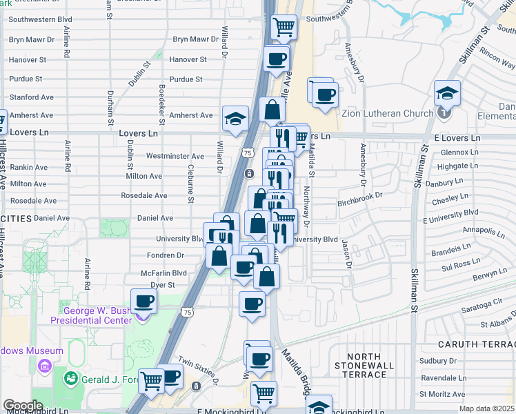map of restaurants, bars, coffee shops, grocery stores, and more near 4925 Greenville Avenue in Dallas