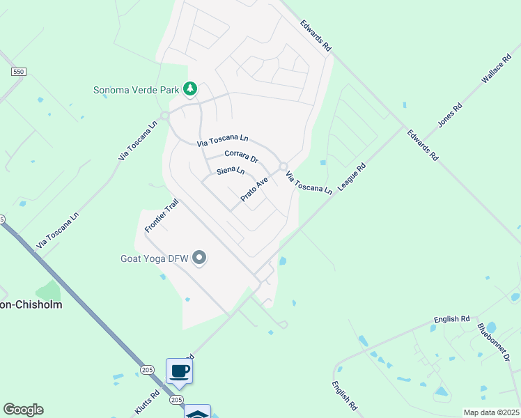 map of restaurants, bars, coffee shops, grocery stores, and more near 1164 Lucca Court in Rockwall