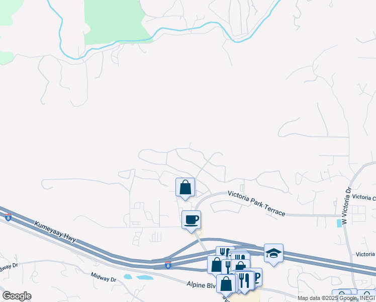 map of restaurants, bars, coffee shops, grocery stores, and more near 2395 Larkspur Drive in Alpine
