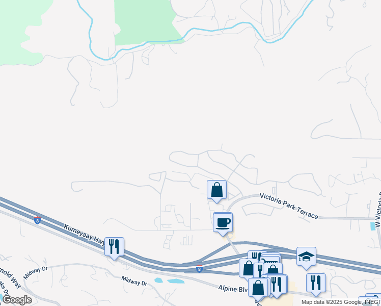 map of restaurants, bars, coffee shops, grocery stores, and more near 2285 Larkspur Drive in Alpine